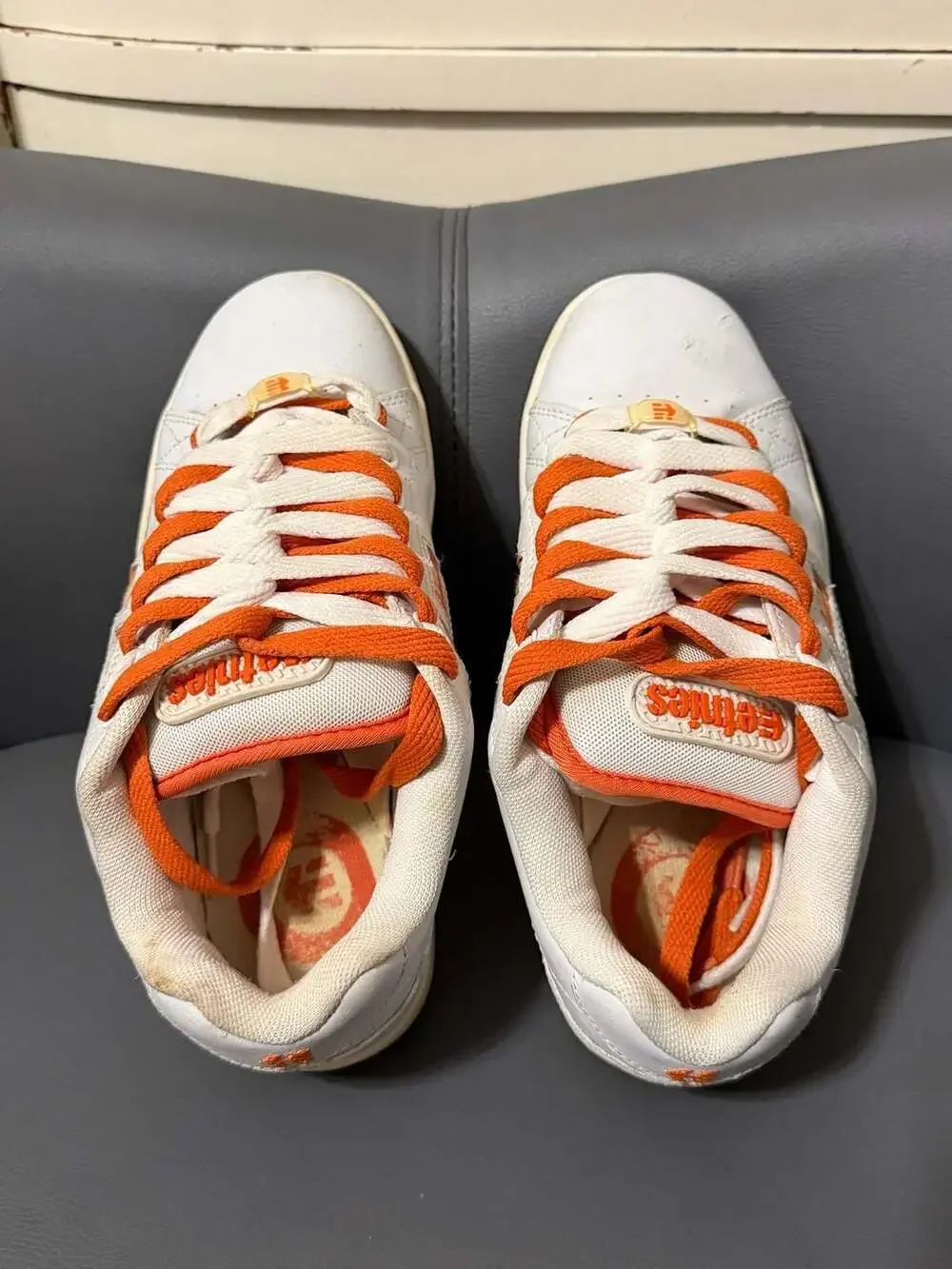 Vintage Y2K Chunky Etnies Patsy W’s Size 8.5 White Orange Skate Shoes Retro